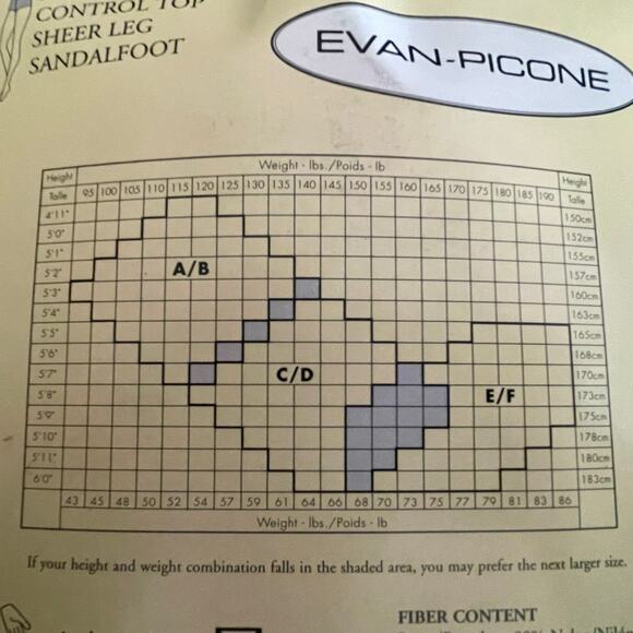 Evan-Picone Control Top Pantyhose 3-Pair Pack Color Beige Size AB (Small) C-20 - Picture 8 of 10